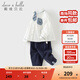 戴維貝拉（DAVE＆BELLA）兒童長(cháng)褲套裝2025秋裝新款學(xué)院風(fēng)男童長(cháng)袖襯衫兩件套休閑寶寶衣服 白色【現貨】 110 cm（建議身高100-110cm）