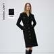 朗姿綿羊毛小香風(fēng)修身高級感連衣裙優(yōu)雅氣質(zhì)連衣裙2026年春季新款 黑色 XL