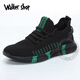 Walker Shop品牌休閑鞋男新款軟底透氣運動(dòng)鞋男潮流飛織網(wǎng)面鞋男薄款男鞋 黑綠色 41