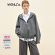 MO&Co.【active系列】外套2025秋新品雙面呢運動(dòng)風(fēng)連帽兜量MBE3COT012 中花灰色 S