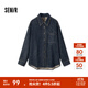 森馬（Semir）牛仔襯衫女冬中長款保暖寬松雪尼爾格紋襯衣潮酷復(fù)古鹽系衣服 牛仔黃泥染80325 L