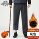 老爺車(chē)春秋老年人松緊腰休閑褲子男寬松運動(dòng)褲中老年加絨直筒褲爸爸長(cháng)褲 秋冬【薄絨搖粒絨】灰色 2XL 建議體重120-140斤