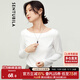 尚都比拉春秋一字領(lǐng)上衣顯瘦長(cháng)袖t恤女寬松高級感內搭打底衫 云白 S 