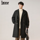 IZEXX呢子大衣中長(cháng)款男款秋冬韓版雙排扣毛呢風(fēng)衣外套ZKH93啞光黑L