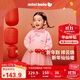 迷你巴拉（minibala）巴拉男女童長(cháng)袖連衣裙新年季中國風(fēng)紅色時(shí)尚洋氣2025新款公主裙