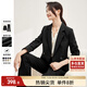 尚都比拉職業(yè)通勤西裝套裝女春秋正裝西服外套褲子面試兩件套 黑色 L