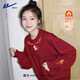 回力紅色衛衣女冬季2026最新款加絨加厚羊羔絨無(wú)帽上衣初中生新年戰袍