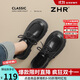 ZHR單鞋女增高厚底牛津鞋女通勤黑色皮鞋系帶學(xué)院樂(lè )福鞋KN165黑色37