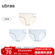 ubras動(dòng)物印花純棉內褲女7A抗菌透氣襠可愛(ài)中低腰少女生三角短褲 漣漪藍色+漣漪藍色+白色 3條 M