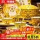錦瀾春景德鎮中式高檔琺瑯彩碗碟套裝家用宮廷風(fēng)餐具整套酒店會(huì )所擺盤(pán) 帝王黃丨琺瑯彩丨皮箱包裝 80件套