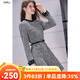 百圖（betu）女裝2025年秋季新款連衣裙贈送腰帶撞色時(shí)髦小香風(fēng)裙子女2509T92 灰色 S