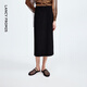 朗姿直筒復古風(fēng)黑色西裝半身裙高級感氣質(zhì)通勤半裙2025年秋季新款 黑色2 M