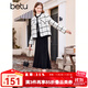 百圖betu女裝冬季新款短外套格紋撞色毛邊小香風(fēng)短外套女2311T84 米白 S