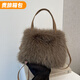 葉余時(shí)尚毛絨包秋冬手提長(cháng)毛包洋氣可愛(ài)新款包包斜挎包單肩毛毛包小眾 深咖色(長(cháng)毛絨包包)