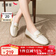 紅蜻蜓樂(lè )福鞋2025春季舒適平底淺口一腳蹬女單鞋WBB15210米色 37