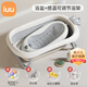 iuu嬰兒洗澡盆 可折疊寶寶浴盆大號 洗澡神器躺托浴架新生兒童用品 【北歐灰】+可調節感溫浴架 材質(zhì)：FAD食品級材質(zhì)檢測認證