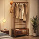 密林實(shí)木衣帽架臥室落地掛衣架臥室放衣服的架子房間可移動(dòng)衣服收納架 70胡桃色【帶輪款】