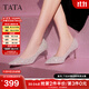 他她（TATA）酒杯鞋婚鞋新娘鞋伴娘鞋宴會(huì )高跟鞋女鞋細跟配裙子單鞋新 粉金（7cm）-流光款 36