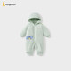 童泰（TONGTAI）嬰兒連體衣冬季純棉夾棉寶寶衣服新生兒連帽哈衣爬服綠色73cm