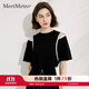 MeetMetro瑪依爾設計感露肩T恤女2025夏新款小眾開(kāi)叉短袖純棉上衣 黑色【現貨閃電發(fā)】 L