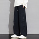 蘇京貓特大碼工裝褲男秋冬款大碼寬松直筒戶(hù)外傘兵闊腿休閑長(cháng)褲子男裝 黑色 5XL 建議185-205斤