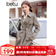 百圖betu女裝春季新款風(fēng)衣英倫復(fù)古修身翻領(lǐng)中長(zhǎng)款風(fēng)衣女2401T50 燕麥色 M