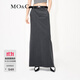 MO&Co.簡(jiǎn)約高腰后開(kāi)叉長(cháng)款半身裙長(cháng)裙白色灰色設計感裙子摩安珂 深花灰色-第2批 M 165