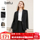 百圖betu女裝春季新款西裝氣質(zhì)小西服外套學(xué)院風(fēng)通勤西服2401T37 黑色 M