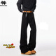 SWAMP AREA復古牛仔褲男士春秋季高街美式直筒寬松微喇彎刀褲K002黑L