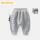 DUUDUU寶寶加絨高腰護肚褲冬季加厚大PP褲新生兒卡通長(cháng)褲子嬰兒衛褲