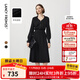 朗姿羊毛冬季新款法式氣質(zhì)曠野美拉德顯瘦長(zhǎng)袖polo領(lǐng)連衣裙長(zhǎng)裙 黑色 XL