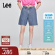 Lee涼涼褲25新品經(jīng)典五袋款設計輕薄天絲女百慕大牛仔短褲顯瘦潮 中藍色 26