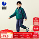 迷你巴拉【凈電絨絨衣】男童套裝兒童抗靜電搖粒絨戶(hù)外風(fēng)衛衣長(cháng)褲 墨綠41035 120