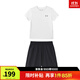 安德瑪（Under Armour）兒童夏季運動(dòng)套裝夏款短褲短袖套裝男大童短袖梭織短褲套裝 白T黑短褲 150