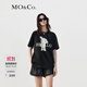 MO&Co.【抗菌防螨】免子印花圓領(lǐng)短袖寬松純棉T恤上衣上裝摩安珂 黑色-第2批 L 170