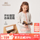 英氏（YEEHOO）兒童套裝女童衣服秋季針織毛衣開(kāi)衫短裙小香風(fēng)兩件套秋裝中大童裝 愛(ài)心logoB米白 140