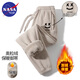 NASA BASE 純色抓絨褲男女冬季加絨加厚保暖情侶衛褲雙面奧粒絨運動(dòng)褲子 卡其-束腳（BA21） XL （推薦體重130-145斤）