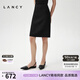朗姿/LANCY秋季新款高腰黑色直筒半身裙女顯瘦通勤氣質(zhì)職業(yè)包臀裙 黑色 S