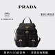 PRADA/普拉達【禮物】女士小號Re-Nylon雙肩背包女包 黑色-金色徽標