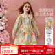 ASK JUNIOR田園風(fēng)兒童裙子25春娃娃領(lǐng)花色女中大童拼接連衣裙 花色  150 