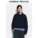 UR2025冬季新款女裝休閑拼接格紋翻領(lǐng)寬松衛衣UYY450324# 墨藍 M