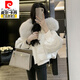皮爾卡丹（pierre cardin）白色大毛領(lǐng)羽絨服女冬季短款拉鏈加厚小個(gè)子外穿面包服白鴨絨外套 米白色 XL 建議110-120斤內