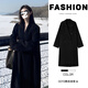 GARNUO赫本風(fēng)黑色雙面羊毛大衣女2025秋冬新款小個(gè)子高級感加厚毛呢外套 黑色 S 【85-110斤】