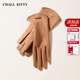CHALL KITTY女士手套冬季保暖加絨騎行防寒麂皮絨分指手套2026新款送女友老婆 駝色-高端品牌禮盒裝高檔高級感
