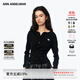 ANN ANDELMAN【田曦薇同款】修身長(cháng)袖T恤設計感堆褶針織不規則開(kāi)衫 黑色 XS
