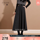 三彩【綿羊毛】2025冬季新款復古半身裙毛呢傘裙A字裙寬松長(cháng)裙S 深邃灰 M 160/68A