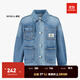 little MO&Co.童裝秋裝新款男女童純棉長(cháng)袖牛仔外套多口袋夾克 牛仔藍色 150 150/72