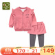 拉比兒童套裝秋冬寶寶外套加厚保暖女童裙褲冬裝 玫瑰紅 120