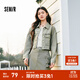 森馬（Semir）牛仔外套女短款做舊復古2024春季翻領(lǐng)夾克潮酷 綠色調00444 M
