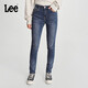 Lee433修身高腰窄腳中藍色女牛仔褲潮流